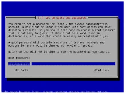 Masukkan password root - Installasi Debian Lenny