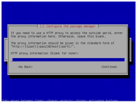 Masukkan proxy - Installasi Debian Lenny