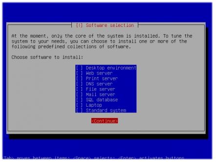 Pilih software - Installasi Debian Lenny